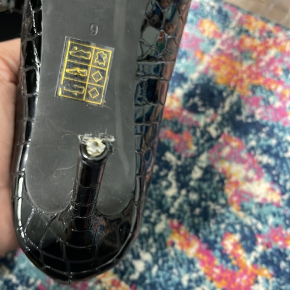 Jeffrey Campbell Pelara Black Patent Pointed Toe Pump Croco - Picture 6 of 10